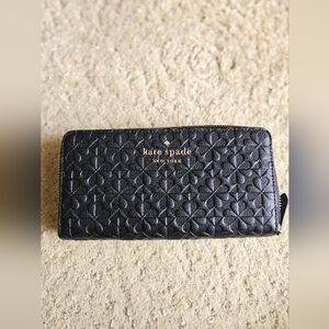 Kate Spade Black Embossed Floral Wallet